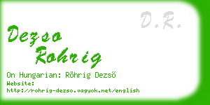 dezso rohrig business card
